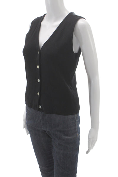Rails Women Black V-Neck Sleeveless Tank Cotton Blend Basic Size M
