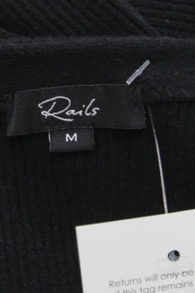 Rails Women Black V-Neck Sleeveless Tank Cotton Blend Basic Size M