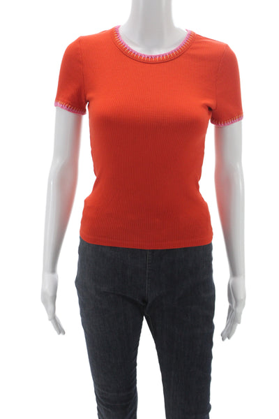 J Crew Womens Basic Orange Crewneck Short Sleeve T-Shirt Size XS