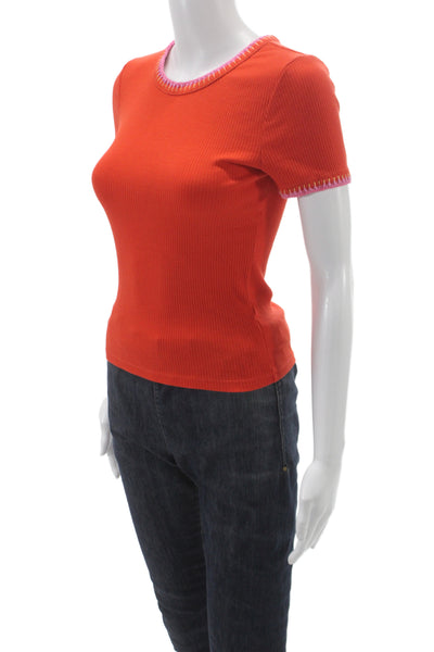 J Crew Womens Basic Orange Crewneck Short Sleeve T-Shirt Size XS