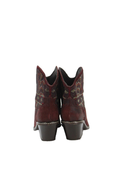 Donald J Pliner Womens Leather Cowboy Western Block Boots Burgundy Size 8
