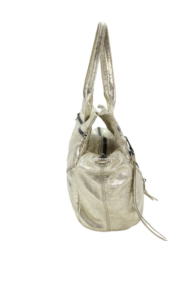 Botkier Womens Diamond Studded Zipped Top Handle Handbag Gold