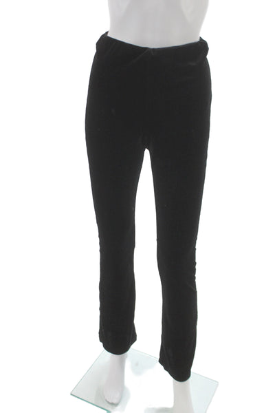 Zara Women Black Velvet Ankle Pants Pull On Size S