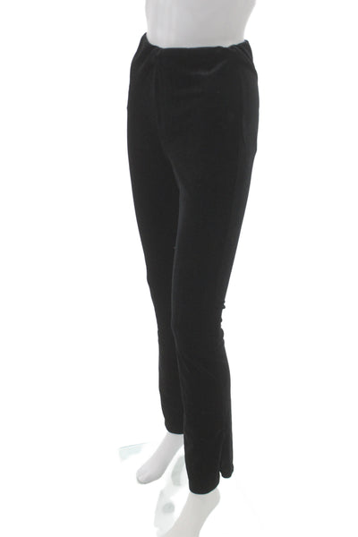 Zara Women Black Velvet Ankle Pants Pull On Size S