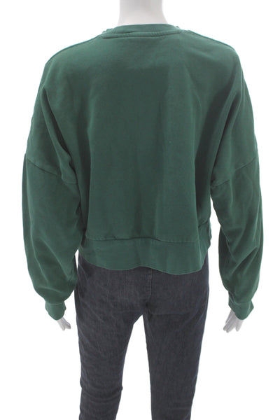 Adidas Womens Pullover Green Crew Neck Long Sleeve Cotton Athleisure Size M