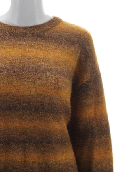 Zara Womens Striped Brown Long Sleeve Crew Neck Pullover Outfit Set Size M