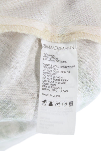 Zimmermann Women Mini Dress Beige Linen Sweetheart Zip Sleeveless Size 0