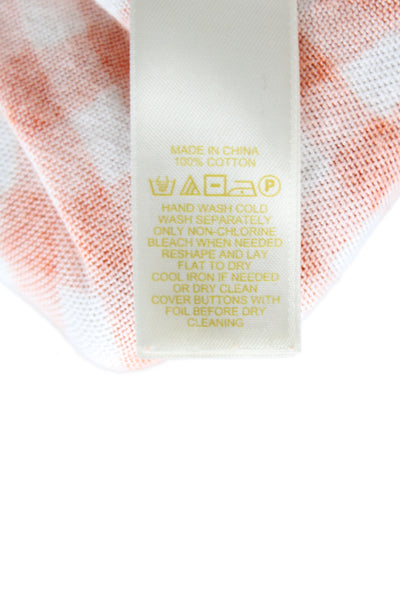 Kate Spade New York Womens Orange Gingham Cardigan 3/4 Sleeve Size XS
