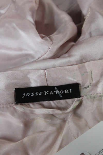 Josie Natori Womens Silk Floral Lace Short Sleeve Robe Pink Size XS