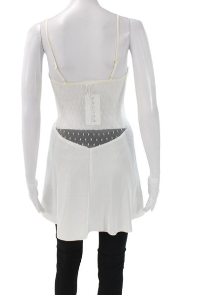 Flora Nikrooz Womens Mesh Floral Embellished Mini Sleep Dress White Size S