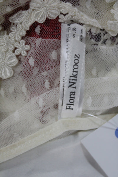 Flora Nikrooz Womens Mesh Floral Embellished Mini Sleep Dress White Size S