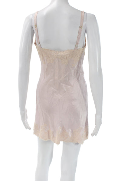 Josie Natori Womens Silk Floral Lace Scoop Neck Mini Sleep Dress Pink Size XS