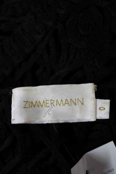 Zimmermann Womens Shift Dress Black Sleeveless Mini Rayon Bohemian Size 0