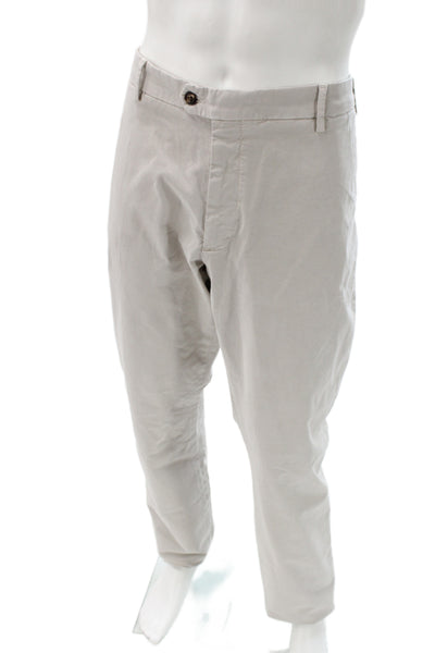 Peter Millar Mens Chino Pants Beige 98% Cotton Button Solid Spring Size 40