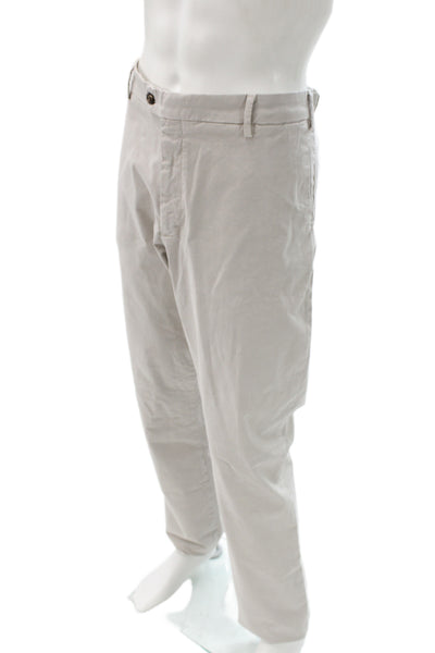 Peter Millar Mens Chino Pants Beige 98% Cotton Button Solid Spring Size 40