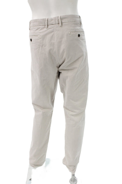 Peter Millar Mens Chino Pants Beige 98% Cotton Button Solid Spring Size 40