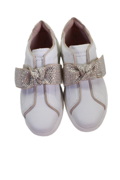 Kate Spade New York Womens Lexi Pave Leather Sneakers Shoes White Size 6B