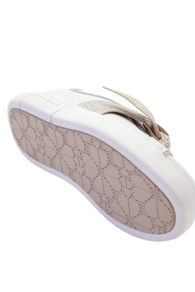Kate Spade New York Womens Lexi Pave Leather Sneakers Shoes White Size 6B