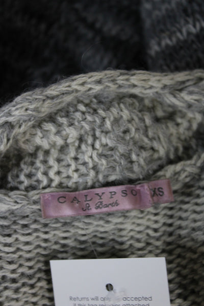 Calypso Saint Barth Women Gray Striped Cardigan Long Sleeve Size XS