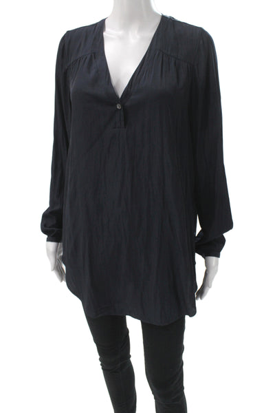 Calypso Saint Barth Women Tunic Blouse Black V-Neck Long Sleeve Viscose Size S