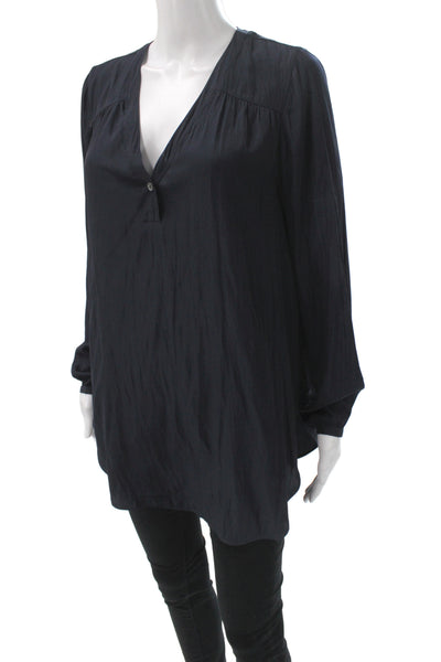 Calypso Saint Barth Women Tunic Blouse Black V-Neck Long Sleeve Viscose Size S