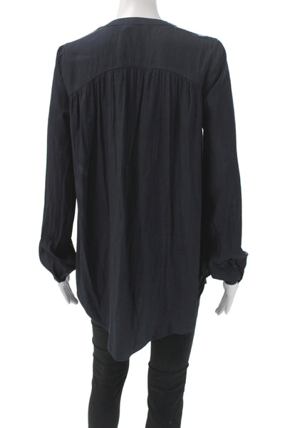 Calypso Saint Barth Women Tunic Blouse Black V-Neck Long Sleeve Viscose Size S