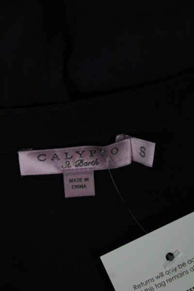 Calypso Saint Barth Women Tunic Blouse Black V-Neck Long Sleeve Viscose Size S
