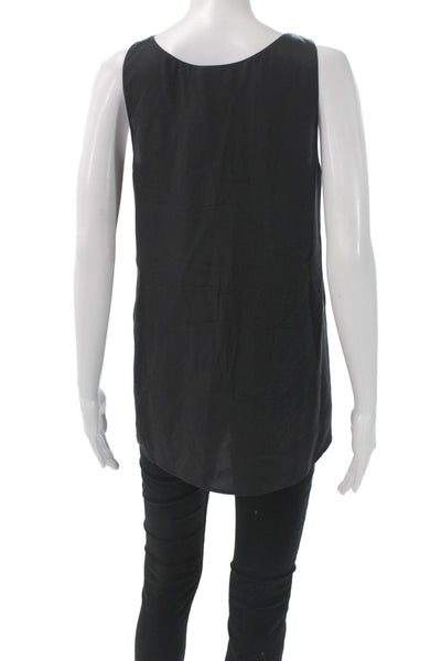 Vince Women Basic Scoop Neck Sleeveless Black Tank Size S