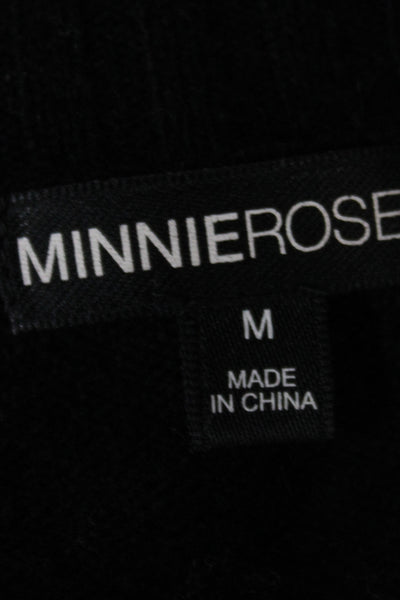 Minnie Rose Women Black Cashmere Sweater Dress Collared Long Sleeve Size M