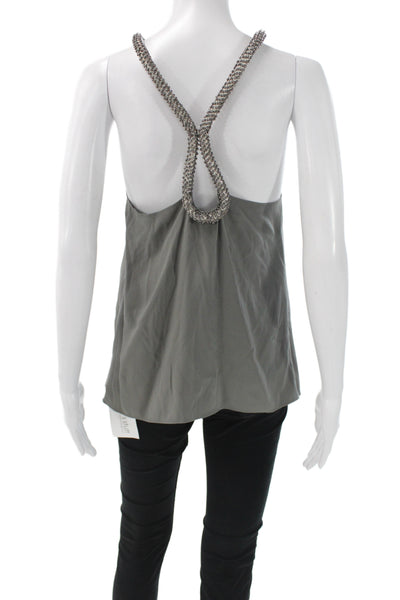 Ramy Brook Women Gray Halter Beaded Camisole Size S