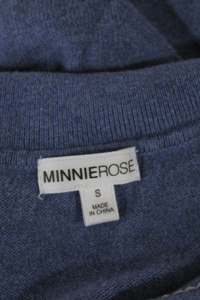 Minnie Rose Women Collared Blue Cotton Cardigan Western Long Sleeve Size S