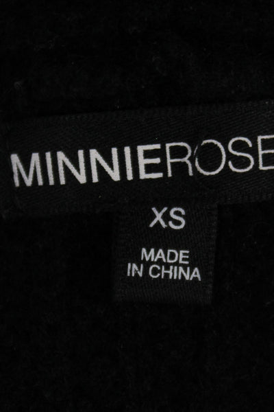 Minnie Rose Womens Cardigan Sweater Black V Neck 70% Wool Size XS