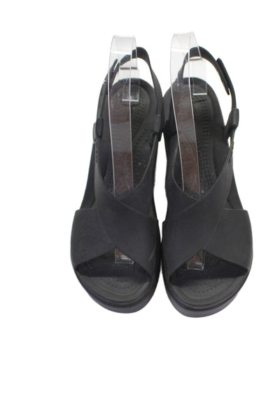 Crocs Womens Platform Slingbacks Wedge Sandals Black Size 6