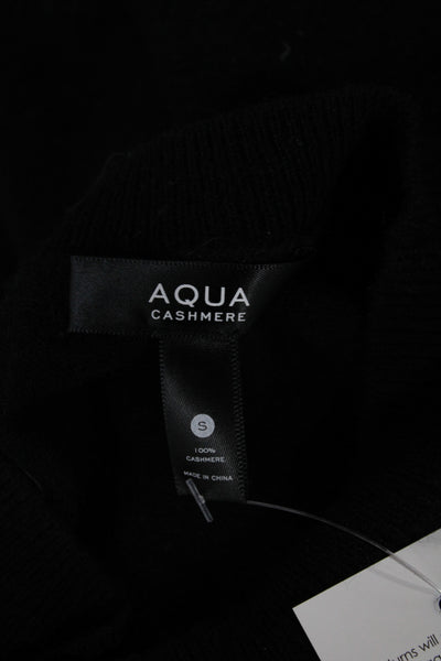 Aqua Cashmere Women Black Floral Crewneck Long Sleeve Pullover Cashmere Size S