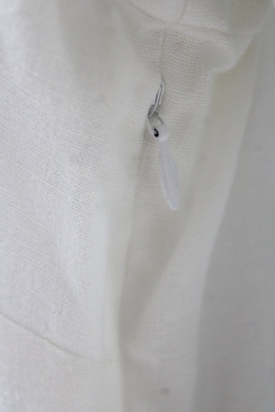 STS Sail To Sable Womens White Linen V-Neck Long Sleeve Tunic Blouse Size L