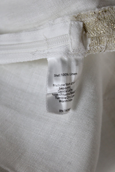 STS Sail To Sable Womens White Linen V-Neck Long Sleeve Tunic Blouse Size L