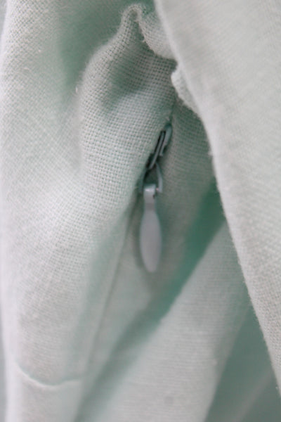 STS Sail To Sable Womens Linen V-Neck Tunic Blouse Zip Long Sleeve Green Size L
