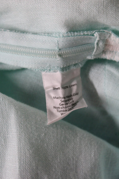 STS Sail To Sable Womens Linen V-Neck Tunic Blouse Zip Long Sleeve Green Size L