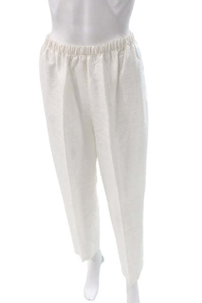 Mariko Womens White Silk Dress Pants Pull On Size M