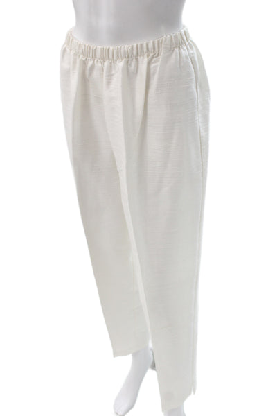Mariko Womens White Silk Dress Pants Pull On Size M