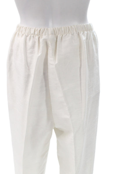 Mariko Womens White Silk Dress Pants Pull On Size M