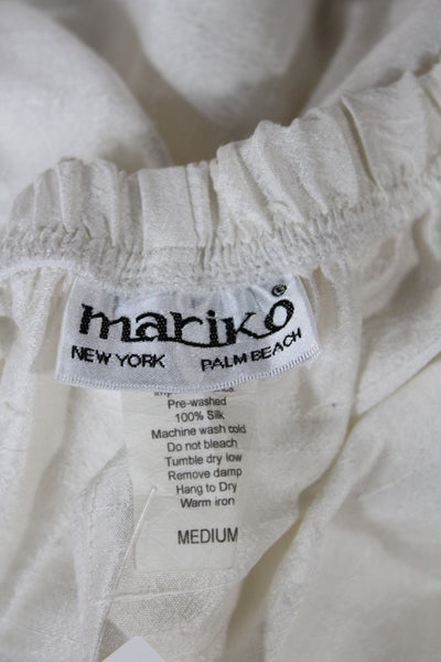 Mariko Womens White Silk Dress Pants Pull On Size M
