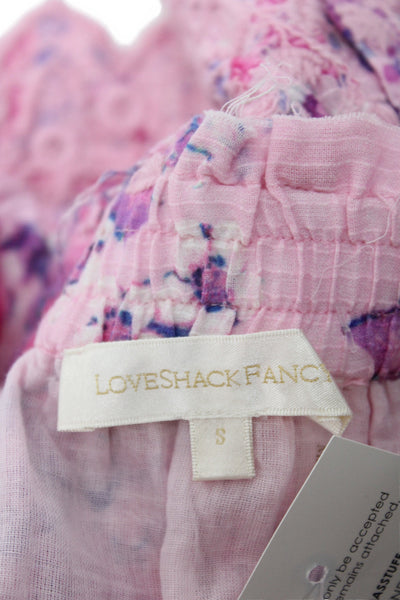 Love Shack Fancy Girls Ruffle Pull-On Embroidered Trim Floral Skirt Size S