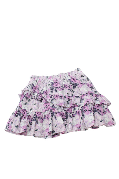 Love Shack Fancy Girls Ruffle Tiered Rufle Floral Skirt Size S