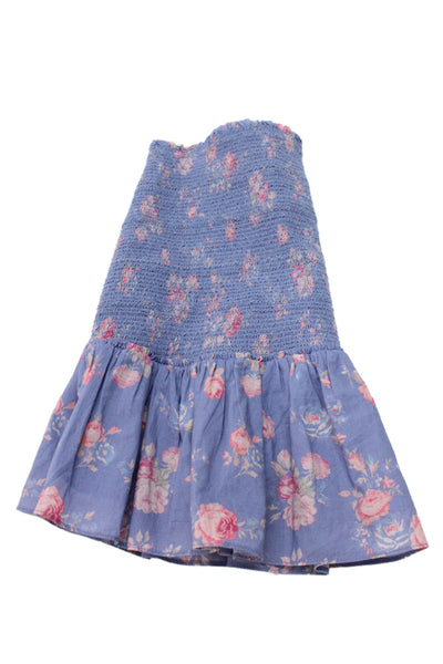 Love Shack Fancy Girls Smocked Tiered Ruffle Floral Skirt Size S