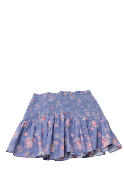 Love Shack Fancy Girls Smocked Tiered Ruffle Floral Skirt Size S