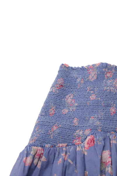 Love Shack Fancy Girls Smocked Tiered Ruffle Floral Skirt Size S