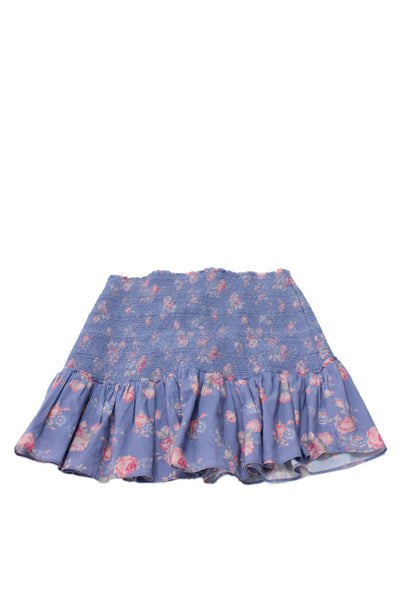 Love Shack Fancy Girls Smocked Tiered Ruffle Floral Skirt Size S