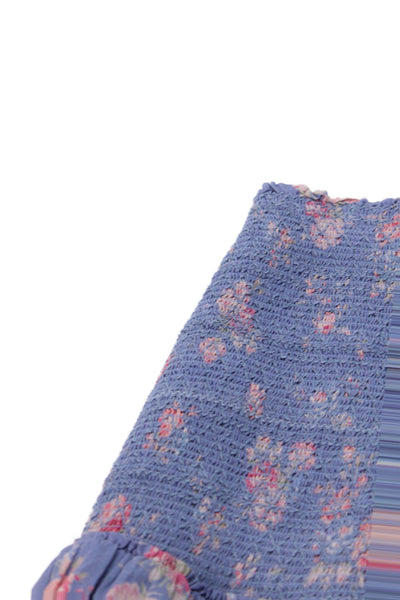 Love Shack Fancy Girls Smocked Tiered Ruffle Floral Skirt Size S