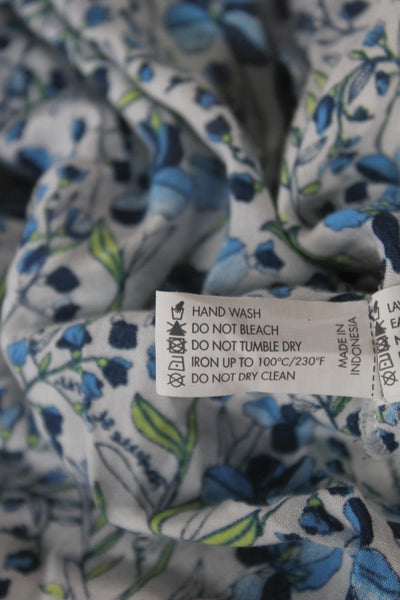 Poupette St. Barth Women Blue Floral Wrap Midi Tie Skirt Size XS